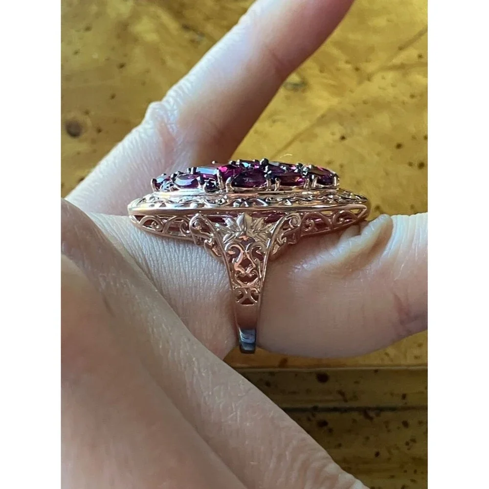 Natural Rhodolite Garnet Sterling Silver Ring Size 5